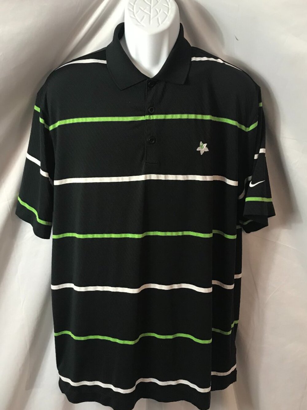 Nike Two Banded Five Star Classic Black Activewear Athletic Sport Cut Polo Shirt
